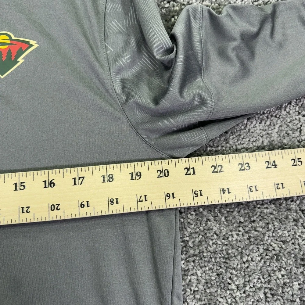 Minnesota Wild Shirt Mens Large Gray NHL Hockey Quarter Zip Long Sleeve Logo